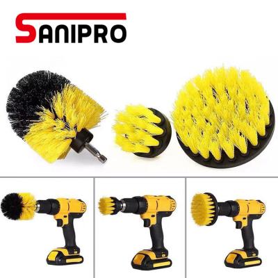 China Hot Industrial Cleaning Drill Sanipro Amazone Sale3pcs Brush Set Electric Drill Cleaning Brush Car Cleaning Tool Kit for sale