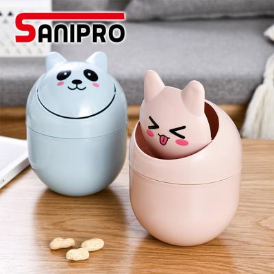 China New Sanipro ABS Desktop Mini Cute Trash Can Trash Containers Waste Bin Viable Desktop Trash Can for sale