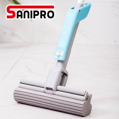 China Versatile Super Absorbent Super Absorbent Quadruple Floor Sanipro Roller PVA Broom Cleaner Sponge Self Magic Clean Wringing Mop for sale