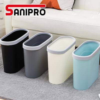 China Sanipro Viable New PP Shrink Logo Color Kitchen Trash Can Cheap Square Custom 8L Waste Containers Drain Bin Trash Can for sale