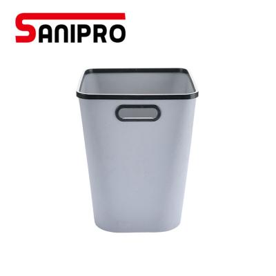 China Sanipro New PP Logo Color Kitchen Trash Can 12L Sustainable Cheap Square Custom Waste Containers To Drain Bin Trash Can for sale