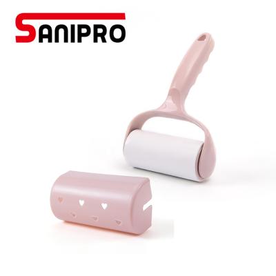 China Sanipro Mini Customized Cleaning Sticky Lint Manual Roller with Sheets for Pet Hair Removal Household Cleaner for Clothes Dog Cat Hair for sale