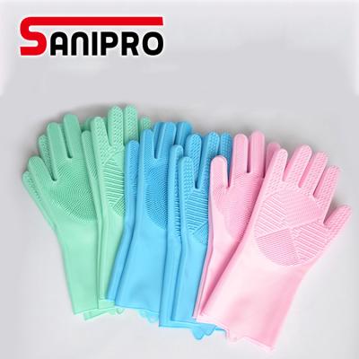 China Dish Washing Sanipro Hand Mitt for Washing Magic Kitchen Dish Kitchen Dish Gloves Silicone Cleaning Gloves for sale