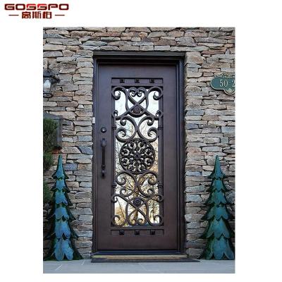 China XS12-065 Modern Double Entry Front Houses Modern Black Iron Door for sale