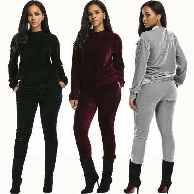 China Anti-Wrinkle Winter Ladies Sportswear 2 Piece Set In Velvet Women's Casual Tracksuits Tracksuit Women Clothing Set for sale