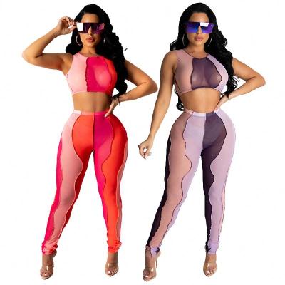 China 2022 QUICK-DRY spring and summer European new two-piece short set casual and American wear contrast women's sexy piquancy stitching for sale