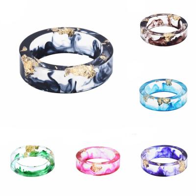 China Designer Environmental Friendly Unique Ring Flower Resin Jewelry Fashion Aluminum Foil Epoxy Ring for sale