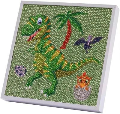 China Cartoon DIY DINOSAUR 5D Diamond Painting kits  for kids with wooden frame art and crafts  by number painting for sale