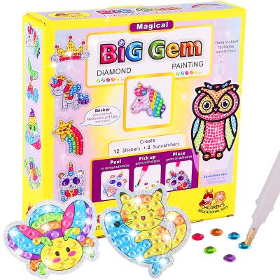 China Cartoon OEM Big Gem Diamond Painting Kits Create your own Sticker & Suncatchers Diamond Art for kids for sale