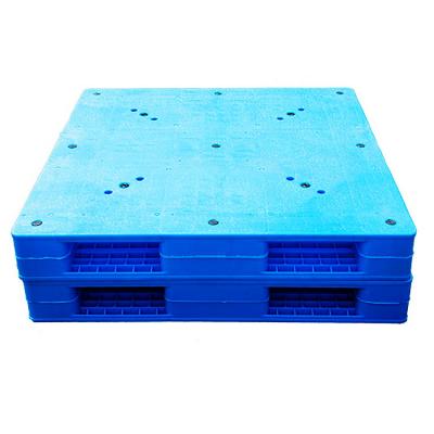 China High Quality Eco-friendly Pallet Steel Reinforced Stackable Four Way Side Double Entry Flat Plastic Pallet For Food And Transportation for sale