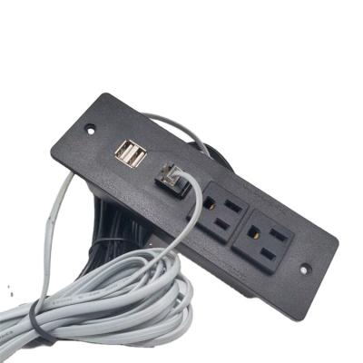 China Consumer Electronics US Power Socket USB 3 Socket with Telephone, Data Jack Extension Socket with Telephone Network Desktop Socket for sale