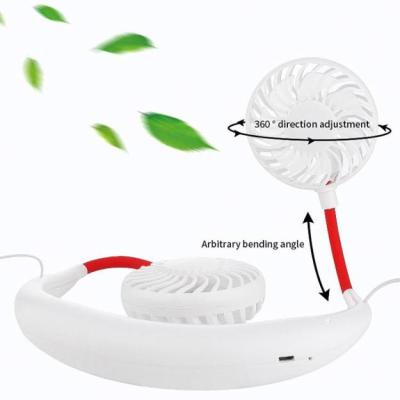 China Mini/Wireless Earphone Low Noise/Portable Two In One Mini Neck Double Fans Wireless Headphone Earbuds Sport Earbuds Neckband Band Fan for sale