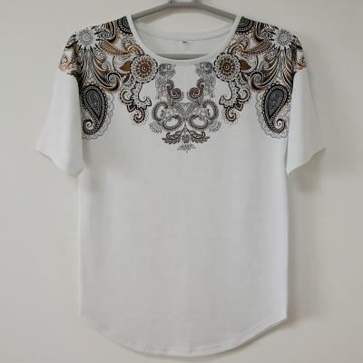 China Anti-Shrink Polyester 35%Cotton 200gsm Mens 65%Recycled Round Bottom Bronzing Scoop Bottom RPET T-Shirt for sale