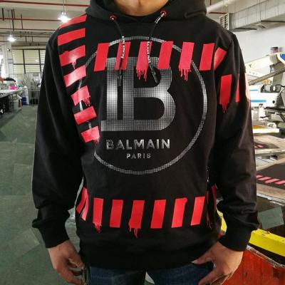 China Men's fashion hoodies sweatshirts 95%cotton5%spandex automatic printing machine pullover hoody viable with full thick plate printing for sale