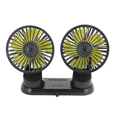 China Lower Noise Dual Led Usb Powered Car Fan 12V 360 Total Car Fan Led Air Cooler D/C 24v USB Freely Adjust Rotation F404 for sale