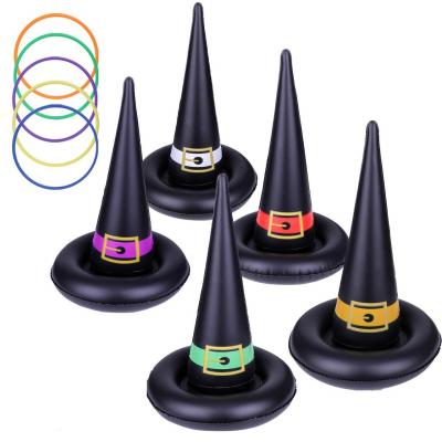 China Pvc0.25mm PVC Inflatable Witch Hat BONNY Throwing Ring Halloween Game Toy for sale