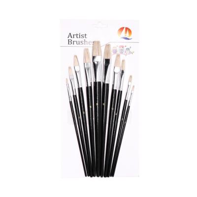 China Flat Tip 10pcs Art Watercolor Brush Pen Bristle Hair for sale