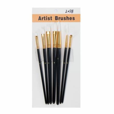 China 135MM White Nylon Hair Black Wooden Handle Opp Bag Artist Brush Set for sale