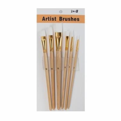 China Wooden Handle White Nylon Hair Artist Paint Brush Sets for sale