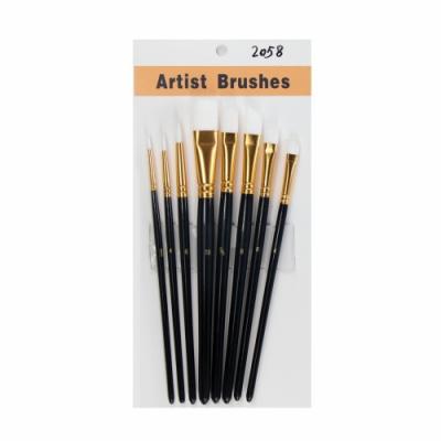 China Aluminum Ferrules White Nylon Hair 140mm Artist Paint Brush Set for sale