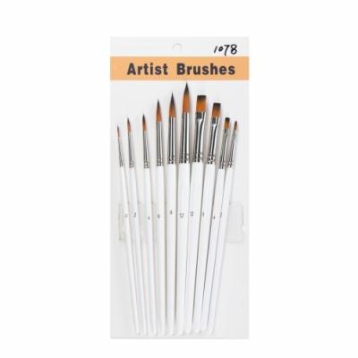 China 140mm Professional Nylon Hair 10pcs Artist Paint Brushes Set for sale