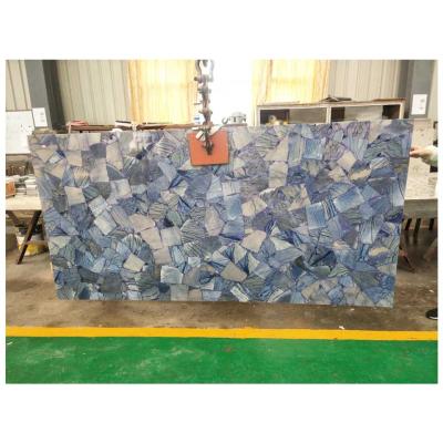 China Translucent Interior Semi Precious Stone Blue Aventurine Stone Decoration Tile Slabs for sale