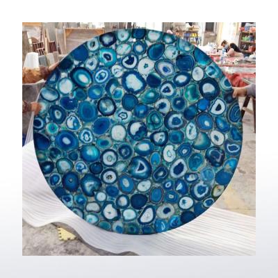 China Translucent Marble Agate Countertops Translucent Blue Onyx Table Top for sale