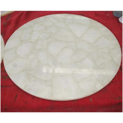 China Luxury Pure White Crystal Slab Bathroom Hand Wash Stone Table Top for sale