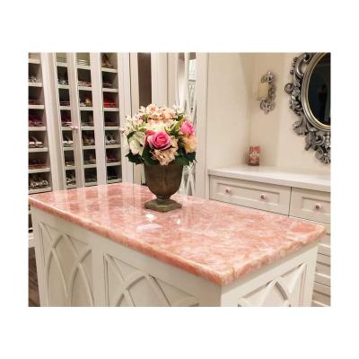 China Stone Rose Quartz Countertops Translucent Marble Semi Precious Stone Table Top for sale