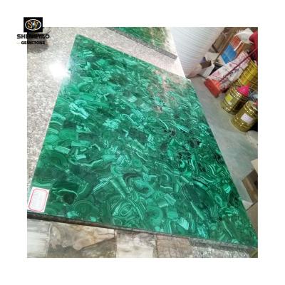 China Luxury Semi Precious Stone Tile Gemstone Slab Malachite Tile for sale