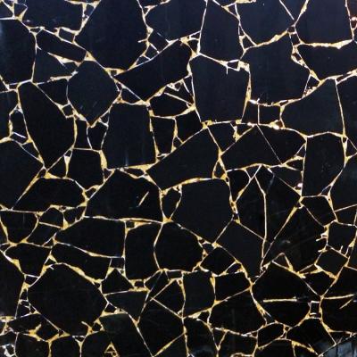 China Large Translucent Black Marble Obsidian Gemstone Slabs / Countertops / Tiles / Furniture for sale