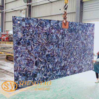 China Modern Blue Quartzite Sodalite Semi Precious Stones Blue Sodalite Granite Slab for sale