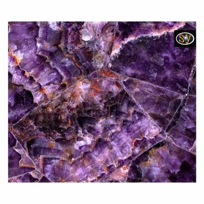 China Best Selling Polished Modern Amethyst Flat Amethyst Natural Stone Slab for sale