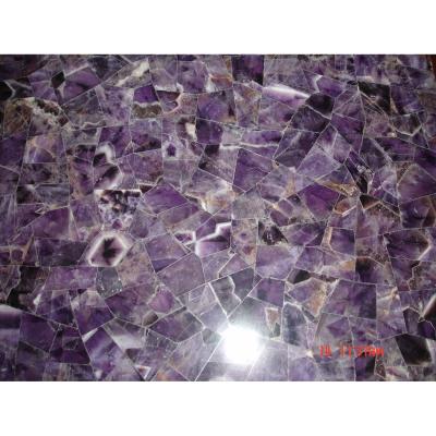 China Wholesale Modern Decoration High Quality Translucent Crystal Amethyst Quartz Stone Slabs for sale