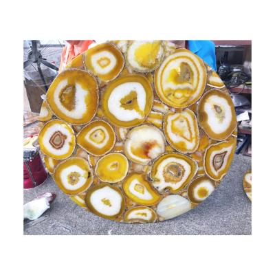 China Table Top Gemstone Polished Agate Tables Marble Console Table For Agate Tables for sale