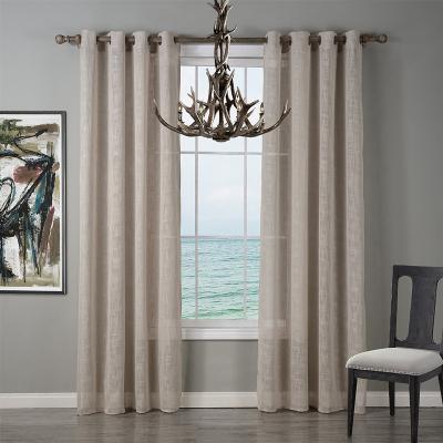 China Blackout Homeland Textiles Ready To Ship Sheer Faux Linen Curtain Ready Made for sale