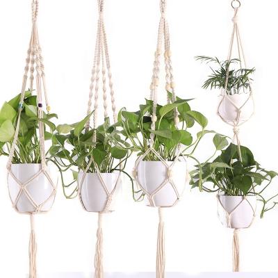 China New Fashion Macrame Plant Hanger Mini Plant Pot Holder Home Garden Decor Handmade Home Garden Decor Indoor Garden Ornament Wholesale Green Flower for sale