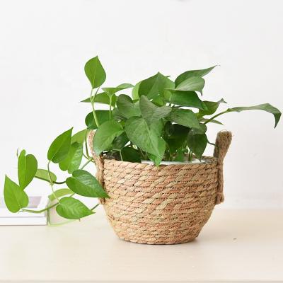 China Europe Pastoral Nordic Nordic Hand - Woven Straw Basket Flower Basket Flower Pot Home Garden Decoration Straw Flower for sale