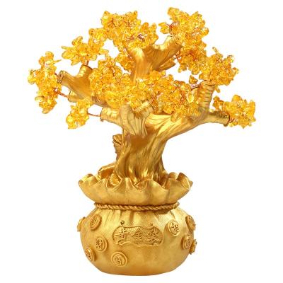 China Chinese/Chinese India Style/Polyresin Pachira Macrocarpa Home Sculpture In Creative Crystal Resin Good Money Tree Fortune India Style Decor Crafts Tableware for sale