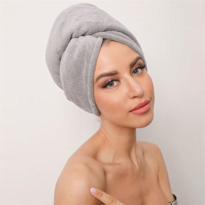 China Super Absorbent QUICK DRY Customized Logo Hair Drying Turban Hat Microfiber Hair Towel Women Quick Dry Wrapped for sale