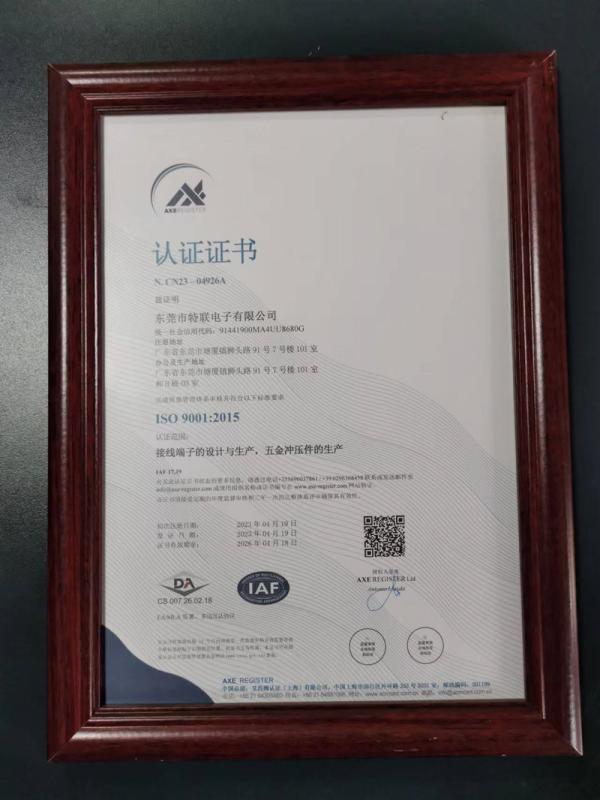 ISO9001:2015 - Dongguan Telian Electronics Co., Ltd.