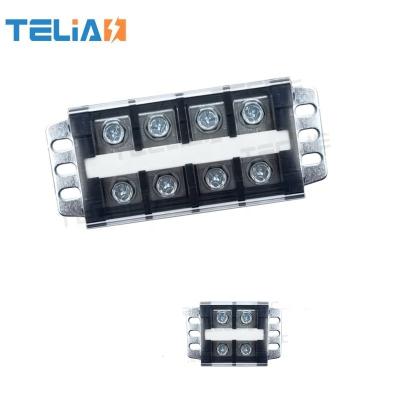 China Double Row 25mm Pitch 5 Way Electrical PCB Fence Appliance 600V 100A Terminal Blocks for sale