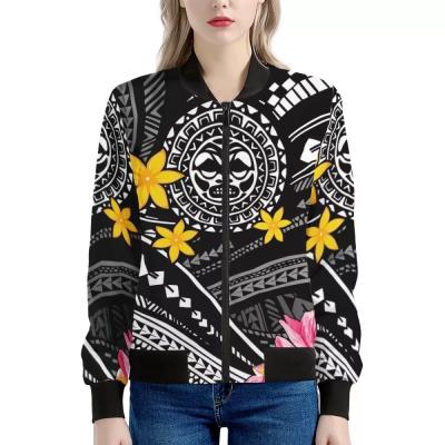 China 2021 Factory Sales Women's Hawaii Jackets Designer Baseball Sport Gym Breathable Polynesian Tribal Casual Women's Slim Coat for sale