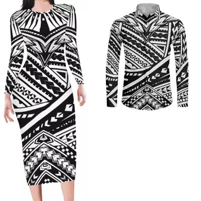 China Breathable Hot Selling Matching Couple Clothing Designer Polynesian Tribal Shirt Dress Long Sleeve Tribal Store Dresses Women Long Sleeves for sale