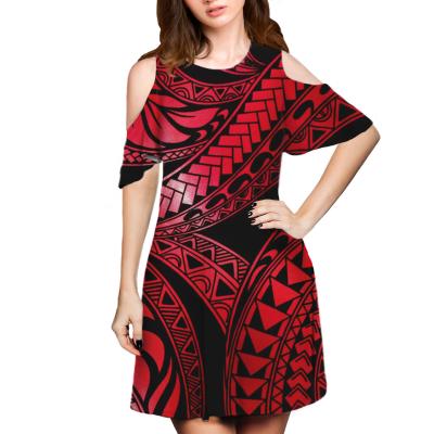 China Lady Red Elegant Plus Size Women Dresses Washable Stripe Polynesian Tribal Print Chill Out Bodycon Dress Prom Ball Nightclub Dresses for sale