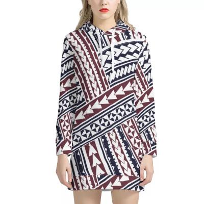 China Breathable Vintage Hoodie Dresses Hawaii Samoa Designer Polynesian Tribal Hoodie Sweater Dress With Custom Logo 2021 for sale