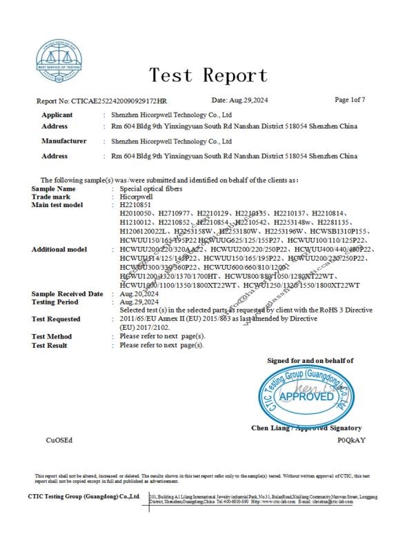 ROHS - Shenzhen Hicorpwell Technology Co., Ltd