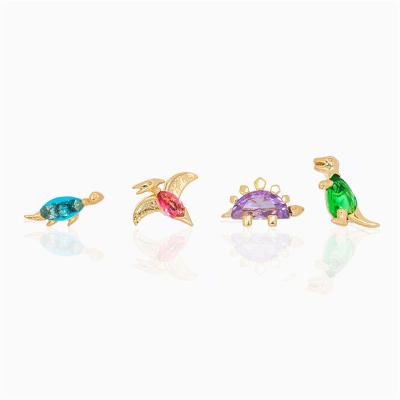 China ROXI Cute Colorful Zircon Dinosaur Cute Stud Earrings Jewelry For Women 2021 for sale