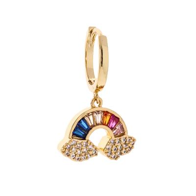 China TRENDY Charm Earring Jewelry Brass Rainbow Zircons Drop Earrings For Women 2021 for sale