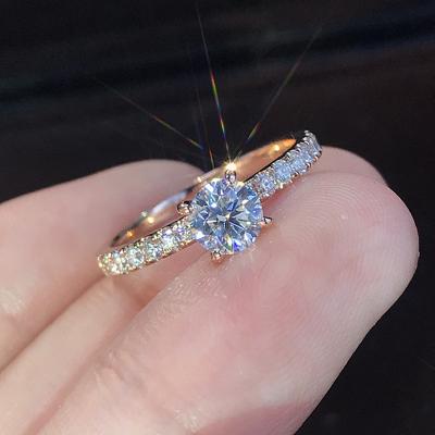 China New FASHIONABLE Micro-inlaid Princess Blingbling Diamond Hearts Arrows Zircon Wedding Ring for sale